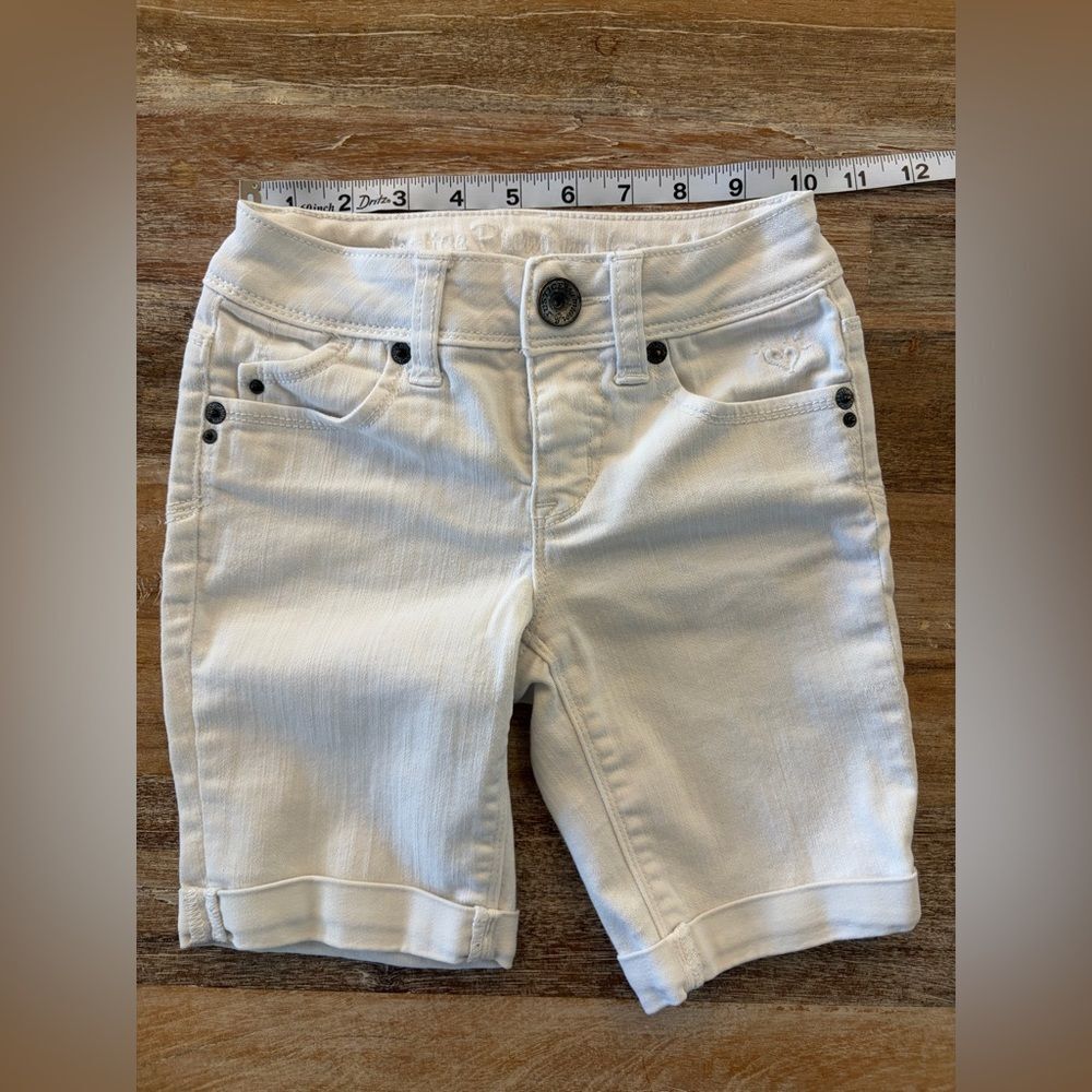 Justice Premium Girls White Stretch Denim Bermuda Shorts, Size 8 S - Picture 8 of 11